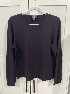 Eileen Fisher Black Long-Sleeve Crewneck Tee